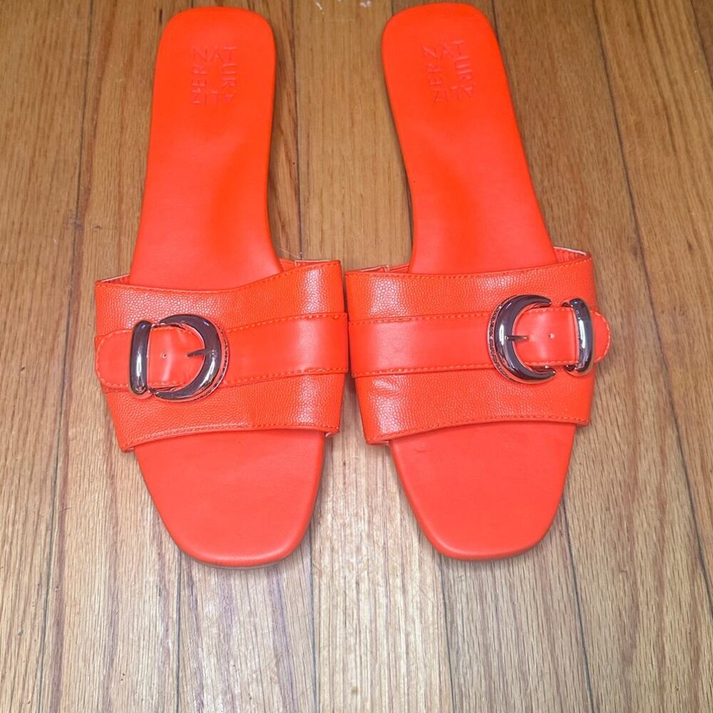 Comfort Chic Naturalizer Genevieve Orange Buckle Slide Sandals 12M